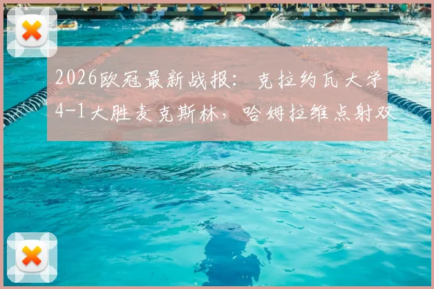 2026欧冠最新战报:克拉约瓦大学4-1大胜麦克斯林,哈姆拉维点射双响,小组出线形势分析